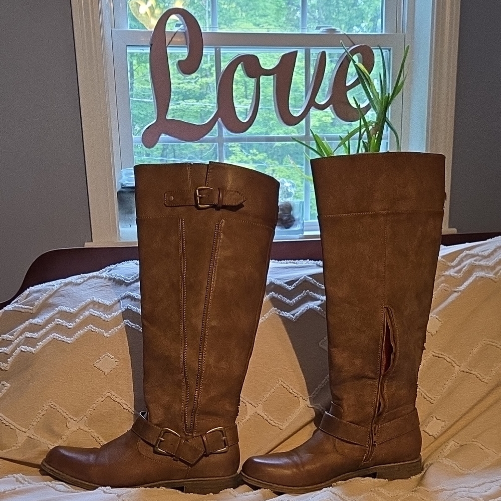JustFab Brown Combat & Moto Boots